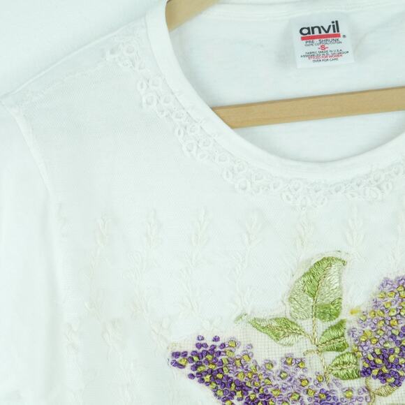 Vintage Small Crop Top Handmade Embroidered Floral Lace Boho Cottagecore Granny - Picture 5 of 11